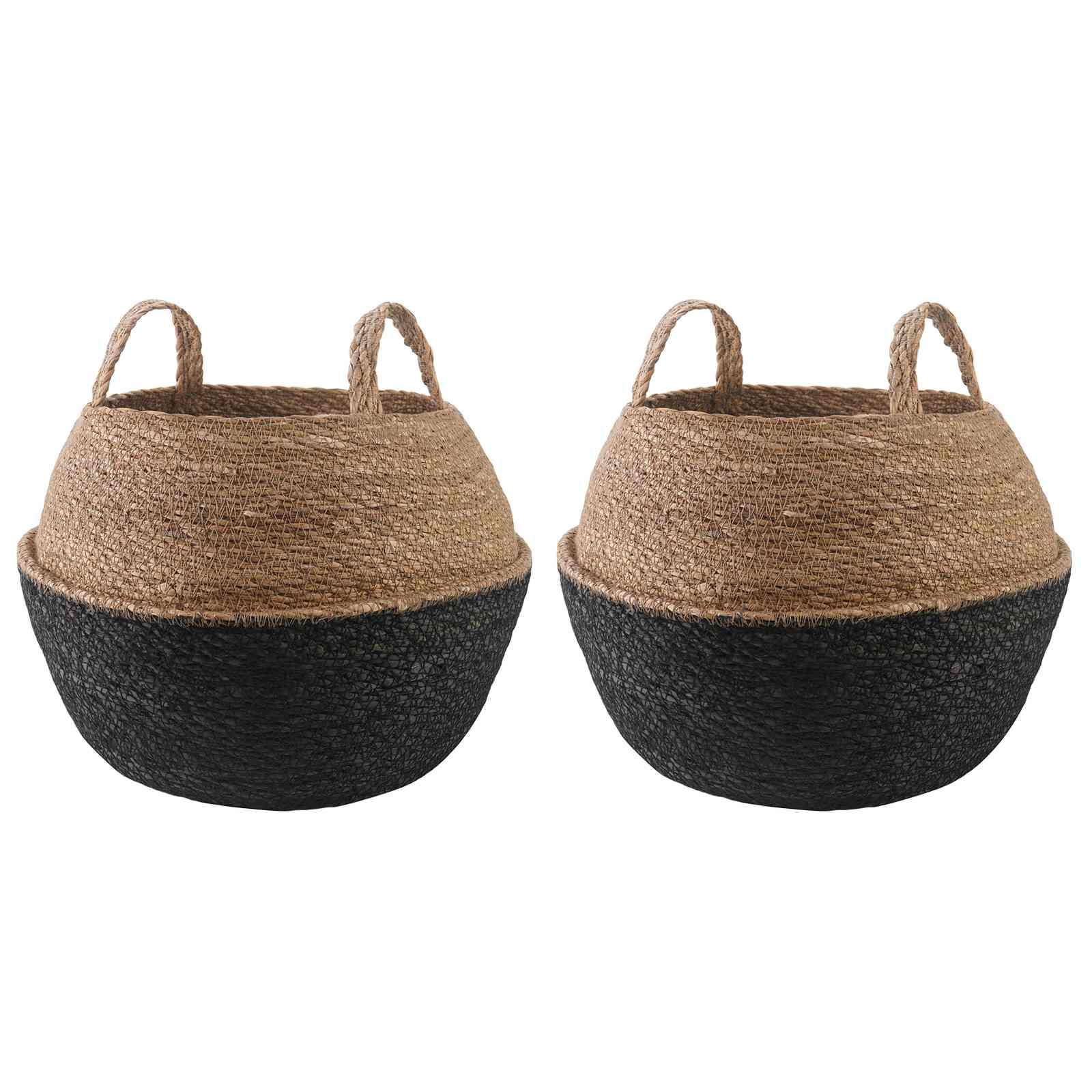 Vazonas su rankenomis 2 vnt. Juoda Ø 45 x 36 cm 100% Jūros žolė Vazonas su rankenomis 2 vnt. Juoda Ø 45 x 36 cm 100% Jūros žolė - Image 2