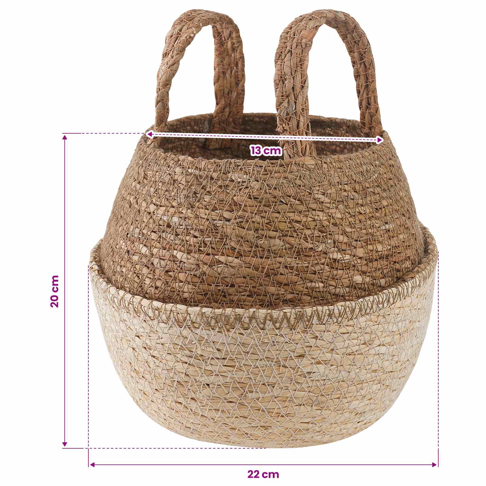 Vazonas su rankenomis 2 vnt. Balta Ø 22 x 20 cm 100% Jūros žolė Vazonas su rankenomis 2 vnt. Balta Ø 22 x 20 cm 100% Jūros žolė