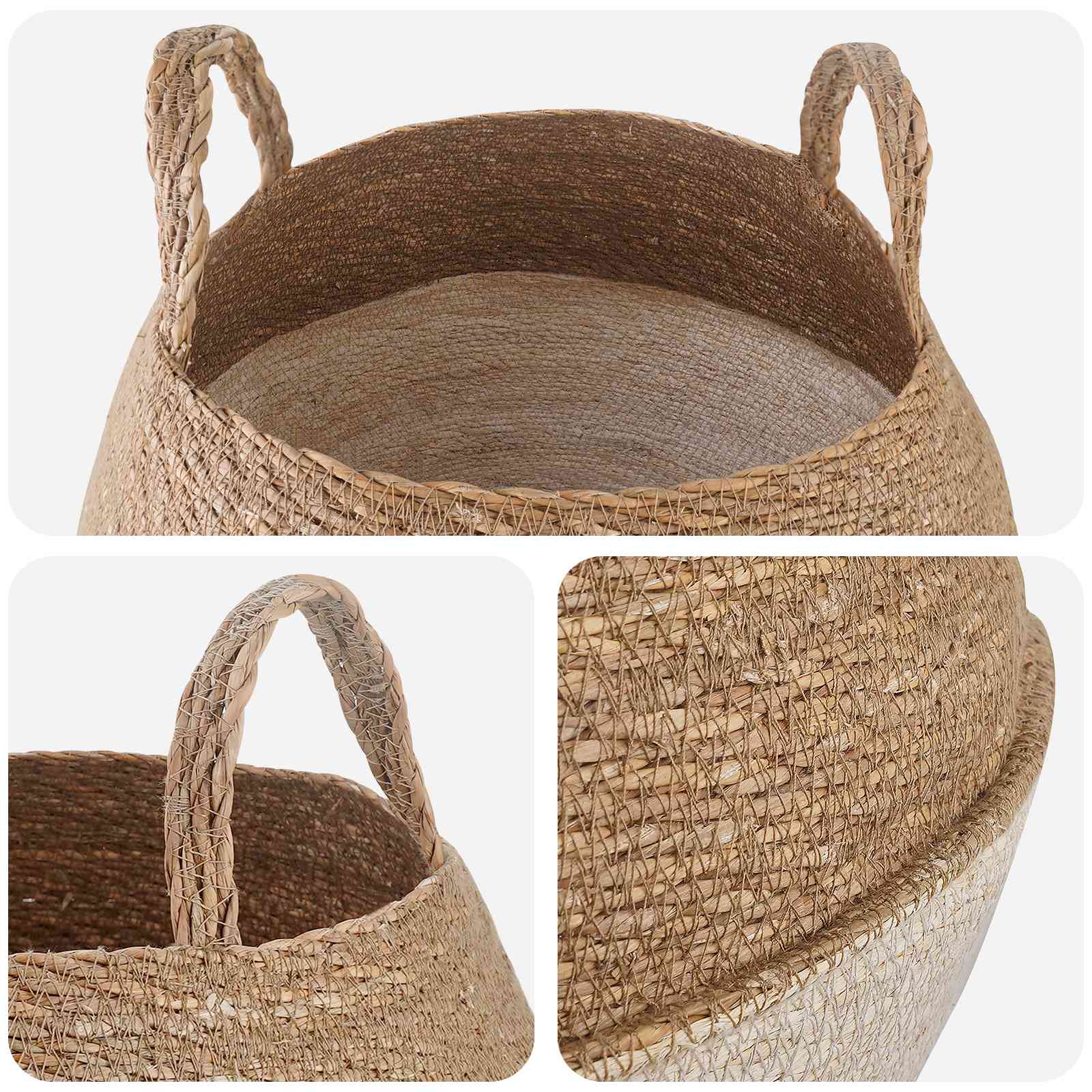 Vazonas su rankenomis Balta Ø 45 x 36 cm 100% Jūros žolė Vazonas su rankenomis Balta Ø 45 x 36 cm 100% Jūros žolė - Image 4