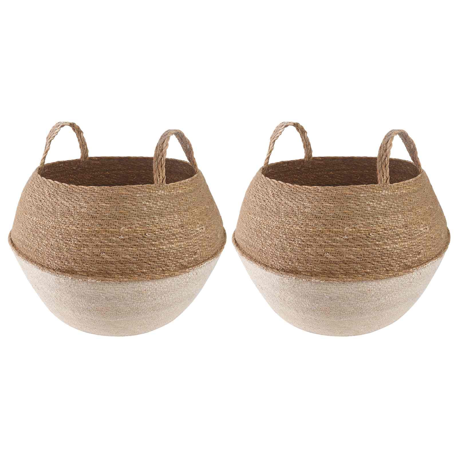Vazonas su rankenomis 2 vnt. Balta Ø 45 x 36 cm 100% Jūros žolė Vazonas su rankenomis 2 vnt. Balta Ø 45 x 36 cm 100% Jūros žolė - Image 2