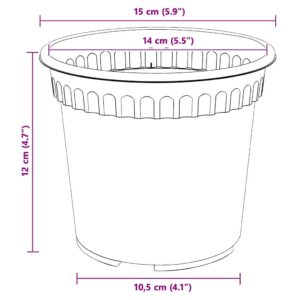 Apvalus gėlių vazonas 6 vnt. Juoda Ø 15 x 12 cm Plastmasė