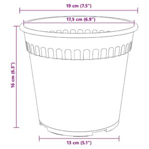 Apvalus gėlių vazonas 6 vnt. Juoda Ø 19 x 16,5 cm Plastmasė