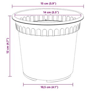 Apvalus gėlių vazonas 24 vnt. Juoda Ø 15 x 12 cm Plastmasė