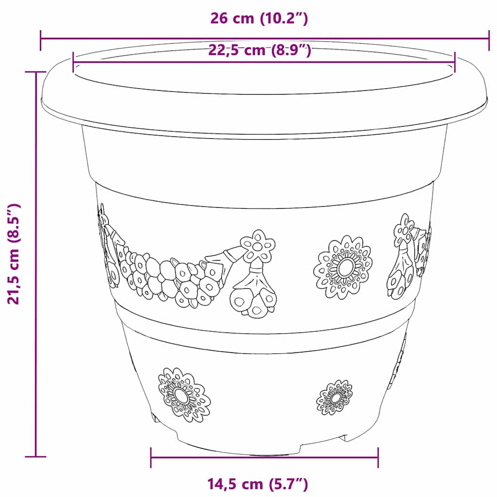 Apvalus gėlių vazonas 6 vnt. Raudona plyta Ø 26 x 21.5 cm Apvalus gėlių vazonas 6 vnt. Raudona plyta Ø 26 x 21.5 cm