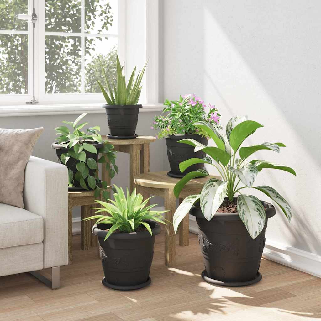 Apvalus gėlių vazonas 6 vnt. Juoda Ø 30 x 25 cm Plastmasė Apvalus gėlių vazonas 6 vnt. Juoda Ø 30 x 25 cm Plastmasė - Image 5