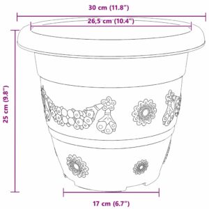 Apvalus gėlių vazonas 6 vnt. Juoda Ø 30 x 25 cm Plastmasė