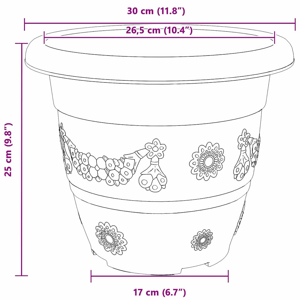 Apvalus gėlių vazonas 6 vnt. Juoda Ø 30 x 25 cm Plastmasė Apvalus gėlių vazonas 6 vnt. Juoda Ø 30 x 25 cm Plastmasė
