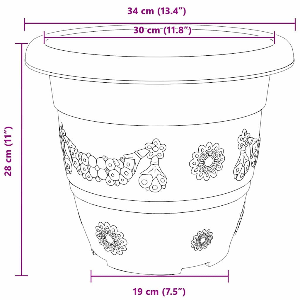 Apvalus gėlių vazonas 6 vnt. Juoda Ø 34 x 28 cm Plastmasė Apvalus gėlių vazonas 6 vnt. Juoda Ø 34 x 28 cm Plastmasė
