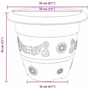 Apvalus gėlių vazonas 24 vnt. Juoda Ø 22 x 18 cm Plastmasė