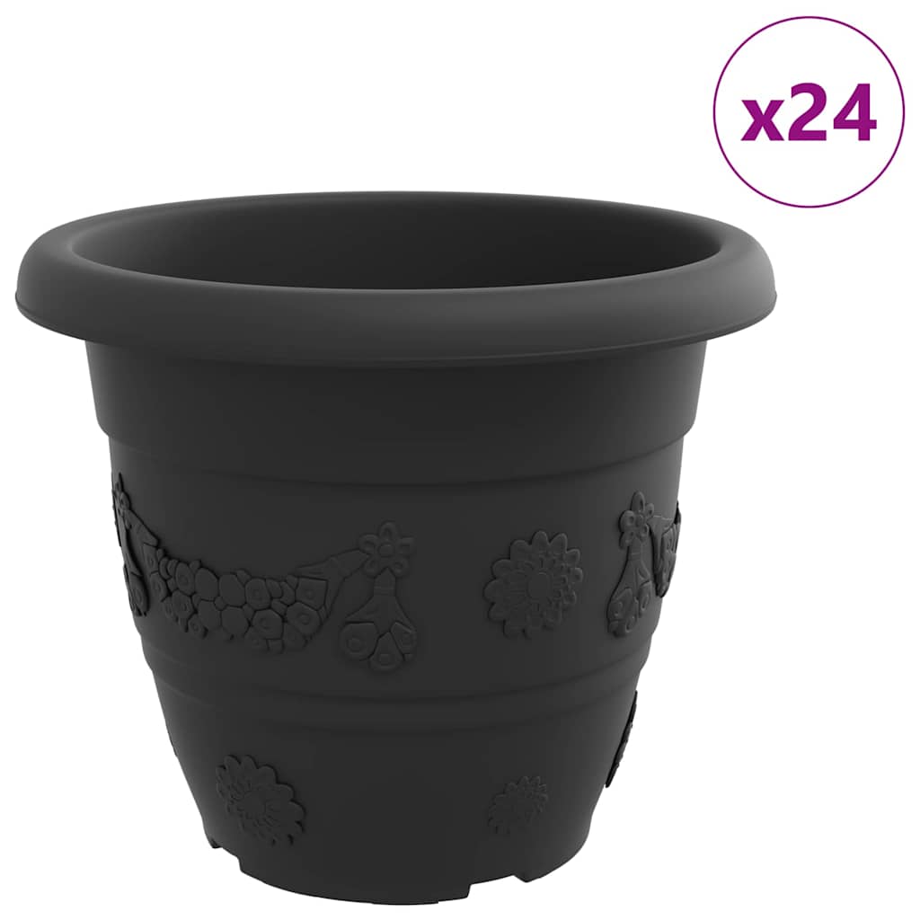 Apvalus gėlių vazonas 24 vnt. Juoda Ø 39 x 32 cm Plastmasė Apvalus gėlių vazonas 24 vnt. Juoda Ø 39 x 32 cm Plastmasė - Image 3