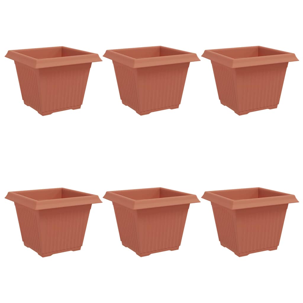 Kvadratinis gėlių vazonas 6 vnt. Raudona plyta Plastmasė Kvadratinis gėlių vazonas 6 vnt. Raudona plyta Plastmasė - Image 3
