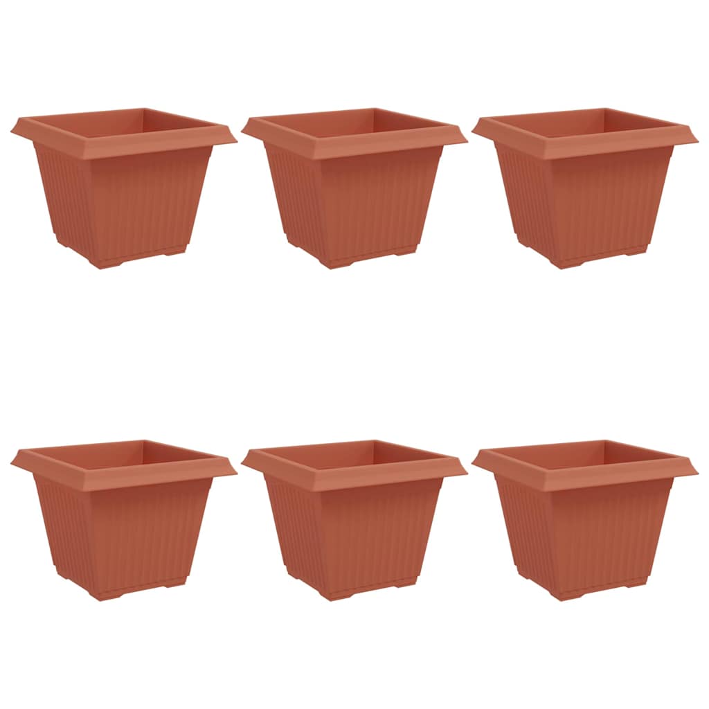 Kvadratinis gėlių vazonas 6 vnt. Raudona plyta Plastmasė Kvadratinis gėlių vazonas 6 vnt. Raudona plyta Plastmasė - Image 3