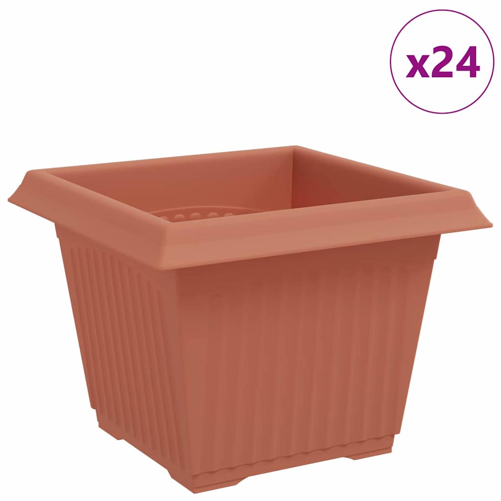 Kvadratinis gėlių vazonas 24 vnt. Raudona plyta Plastmasė Kvadratinis gėlių vazonas 24 vnt. Raudona plyta Plastmasė - Image 3