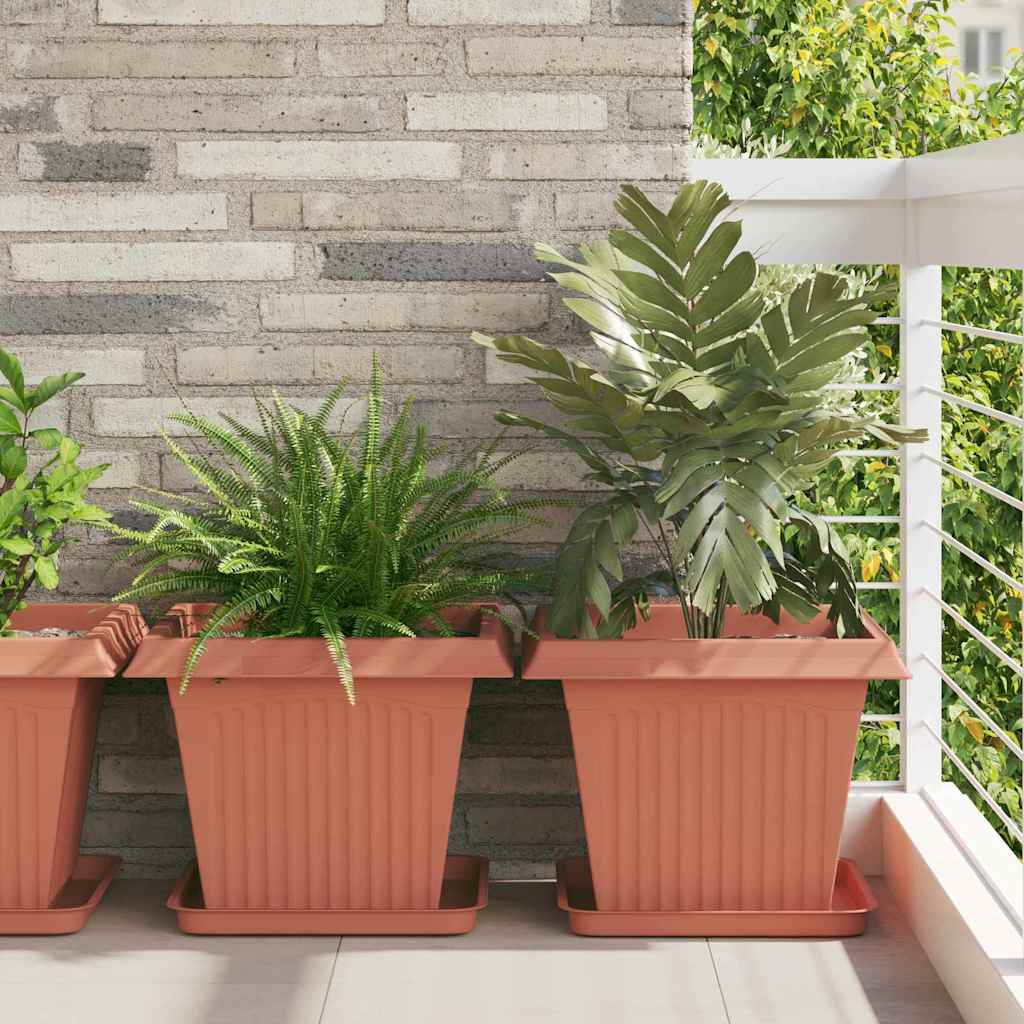 Kvadratinis gėlių padėklas 6 vnt. Raudona plyta Plastmasė Kvadratinis gėlių padėklas 6 vnt. Raudona plyta Plastmasė - Image 2