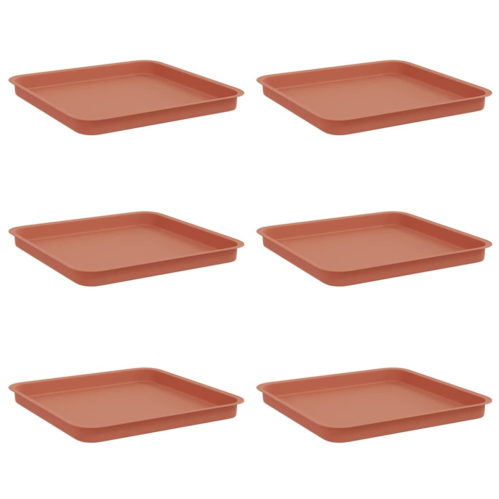 Kvadratinis gėlių padėklas 6 vnt. Raudona plyta Plastmasė Kvadratinis gėlių padėklas 6 vnt. Raudona plyta Plastmasė - Image 3