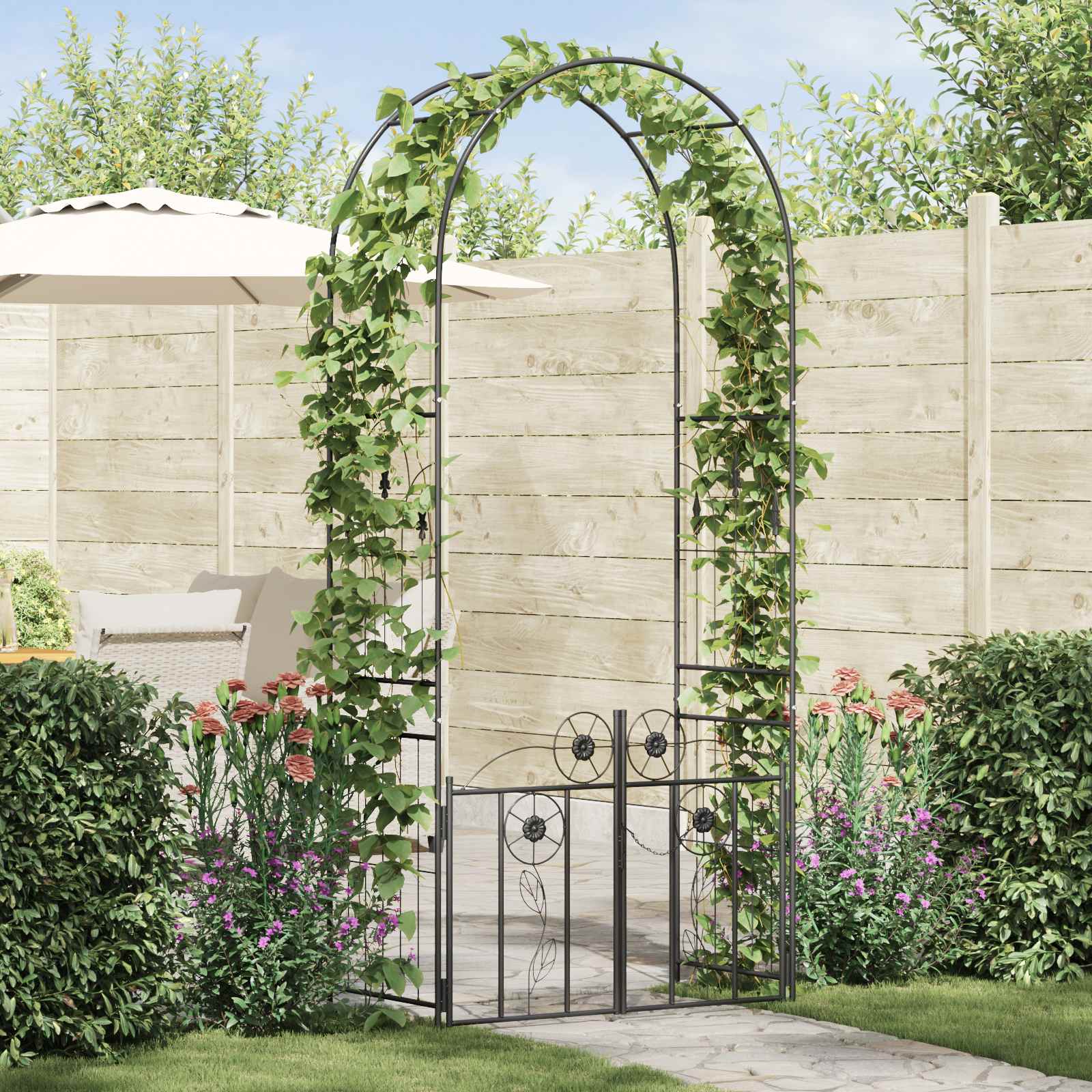 Sodo arka Juoda 102 x 50 x 218 cm Plienas Sodo arka Juoda 102 x 50 x 218 cm Plienas - Image 2