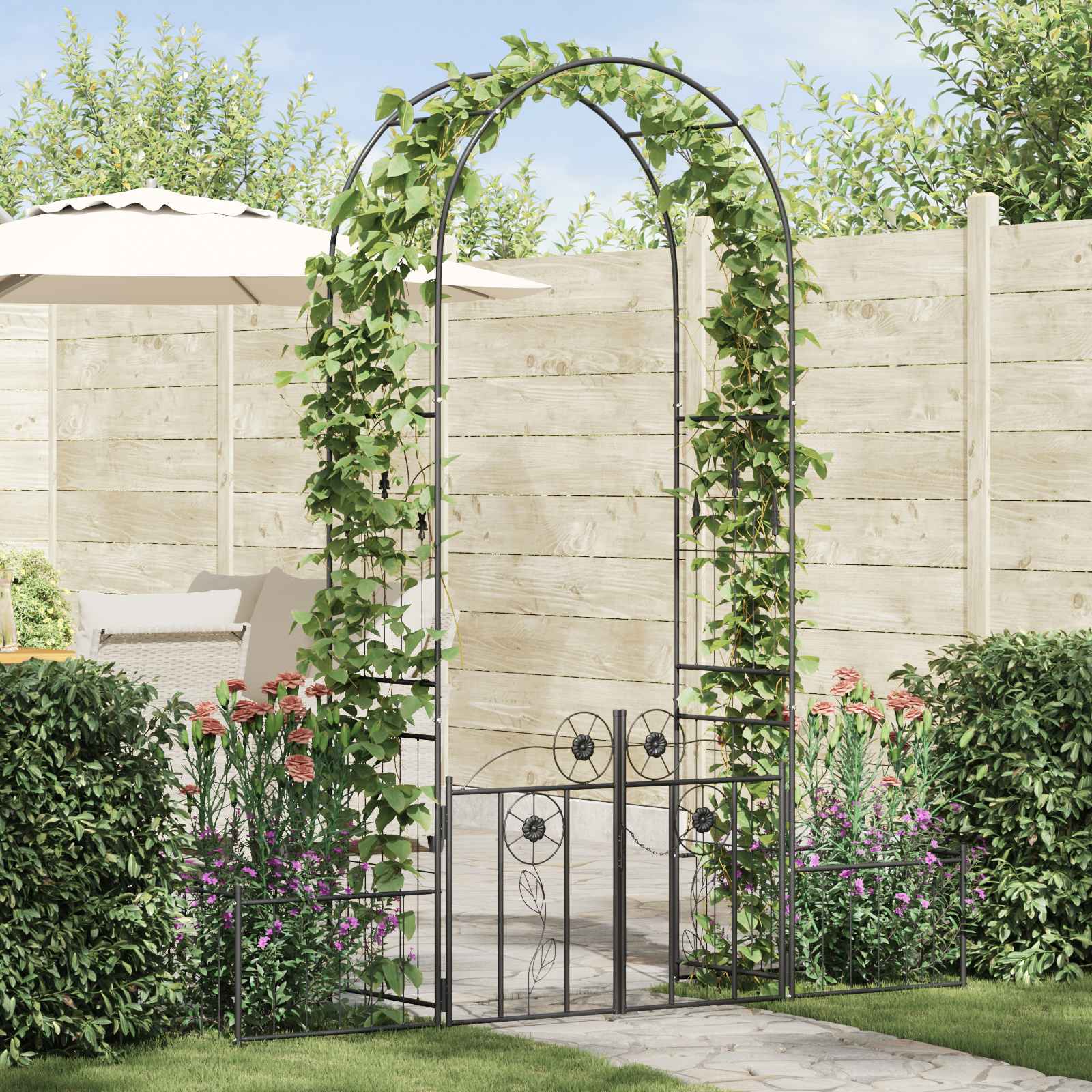 Sodo arka Juoda 203 x 50 x 218 cm Plienas Sodo arka Juoda 203 x 50 x 218 cm Plienas - Image 2