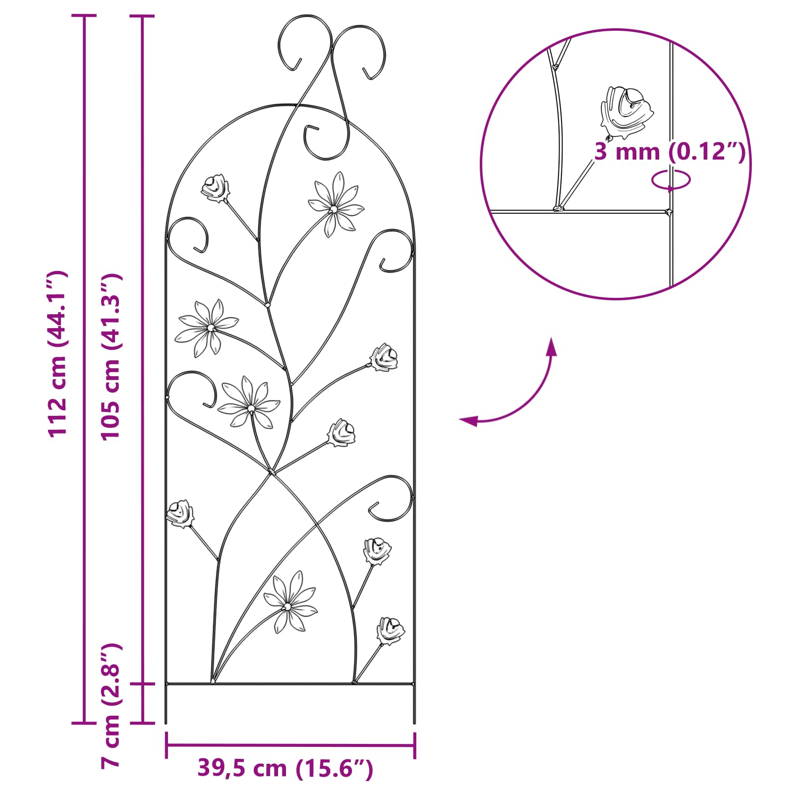 Sodo tvora 3 vnt. Juoda 112 x 39,5 cm Plienas Sodo tvora 3 vnt. Juoda 112 x 39,5 cm Plienas