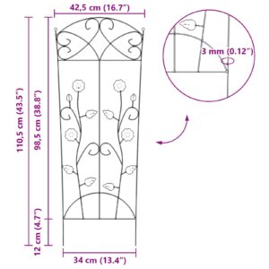 Sodo tvora 3 vnt. Juoda 110,5 x 42,5 cm Plienas