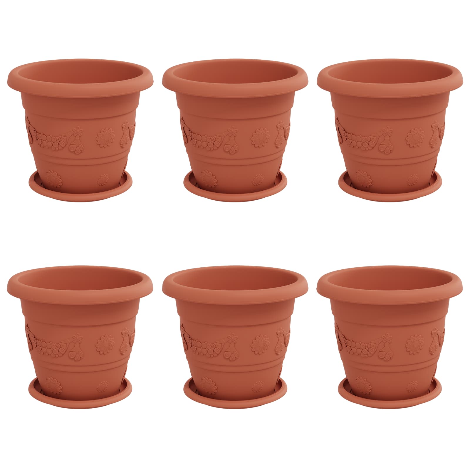 Augalų vazonai 6 vnt. Raudona plyta Ø 26 x 21.5 cm Plastmasė Augalų vazonai 6 vnt. Raudona plyta Ø 26 x 21.5 cm Plastmasė - Image 3