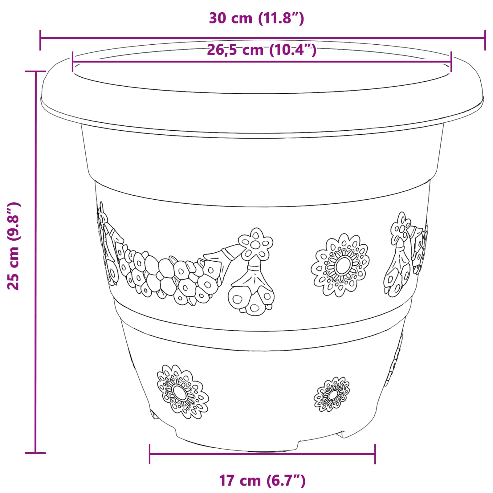 Augalų vazonai 6 vnt. Raudona plyta Ø 30 x 25 cm Plastmasė Augalų vazonai 6 vnt. Raudona plyta Ø 30 x 25 cm Plastmasė - Image 12