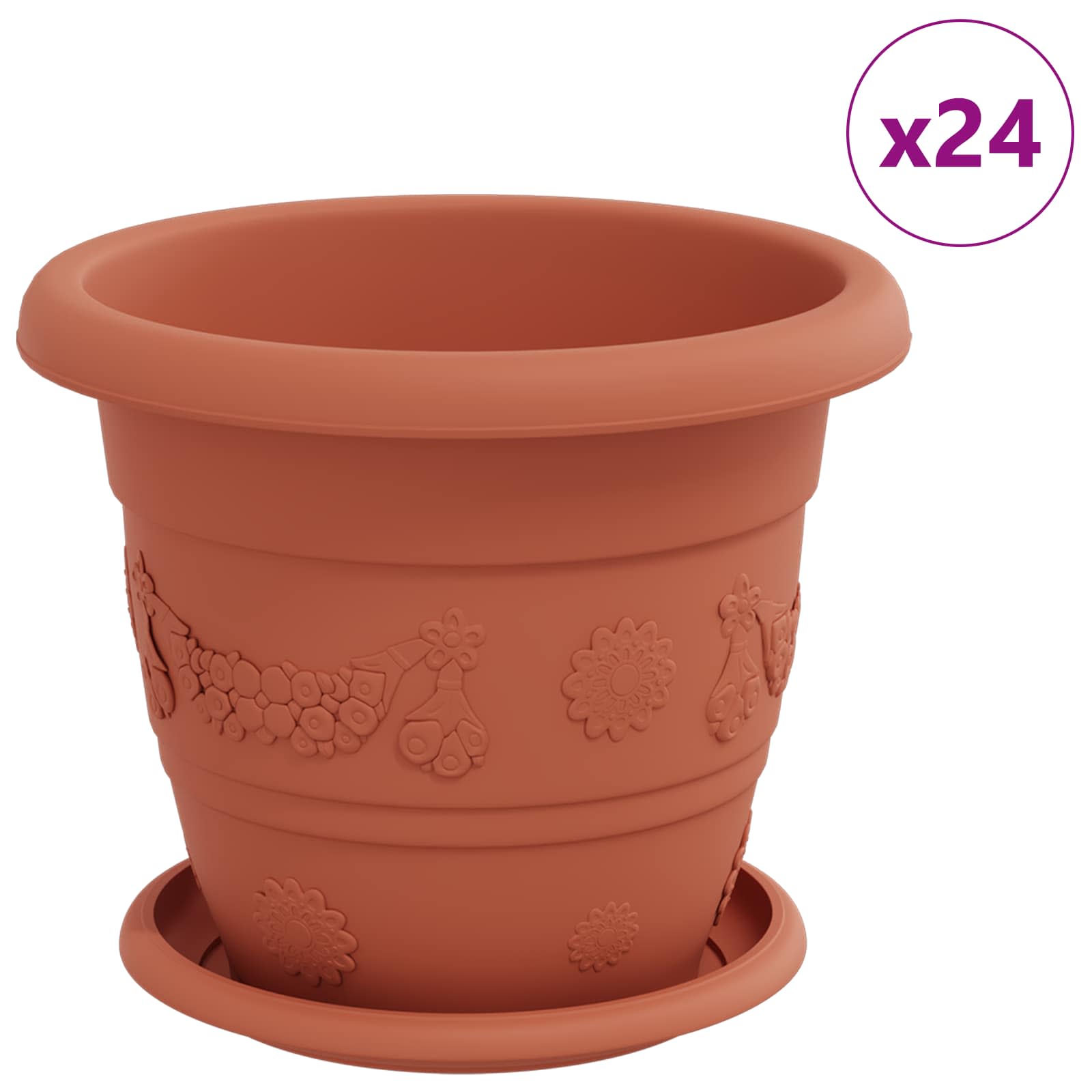 Augalų vazonai 24 vnt. Raudona plyta Ø 22 x 18 cm Plastmasė Augalų vazonai 24 vnt. Raudona plyta Ø 22 x 18 cm Plastmasė - Image 3