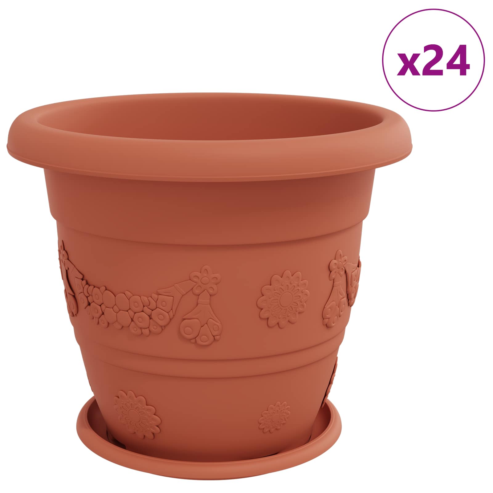 Augalų vazonai 24 vnt. Raudona plyta Ø 39 x 32 cm Plastmasė Augalų vazonai 24 vnt. Raudona plyta Ø 39 x 32 cm Plastmasė - Image 3
