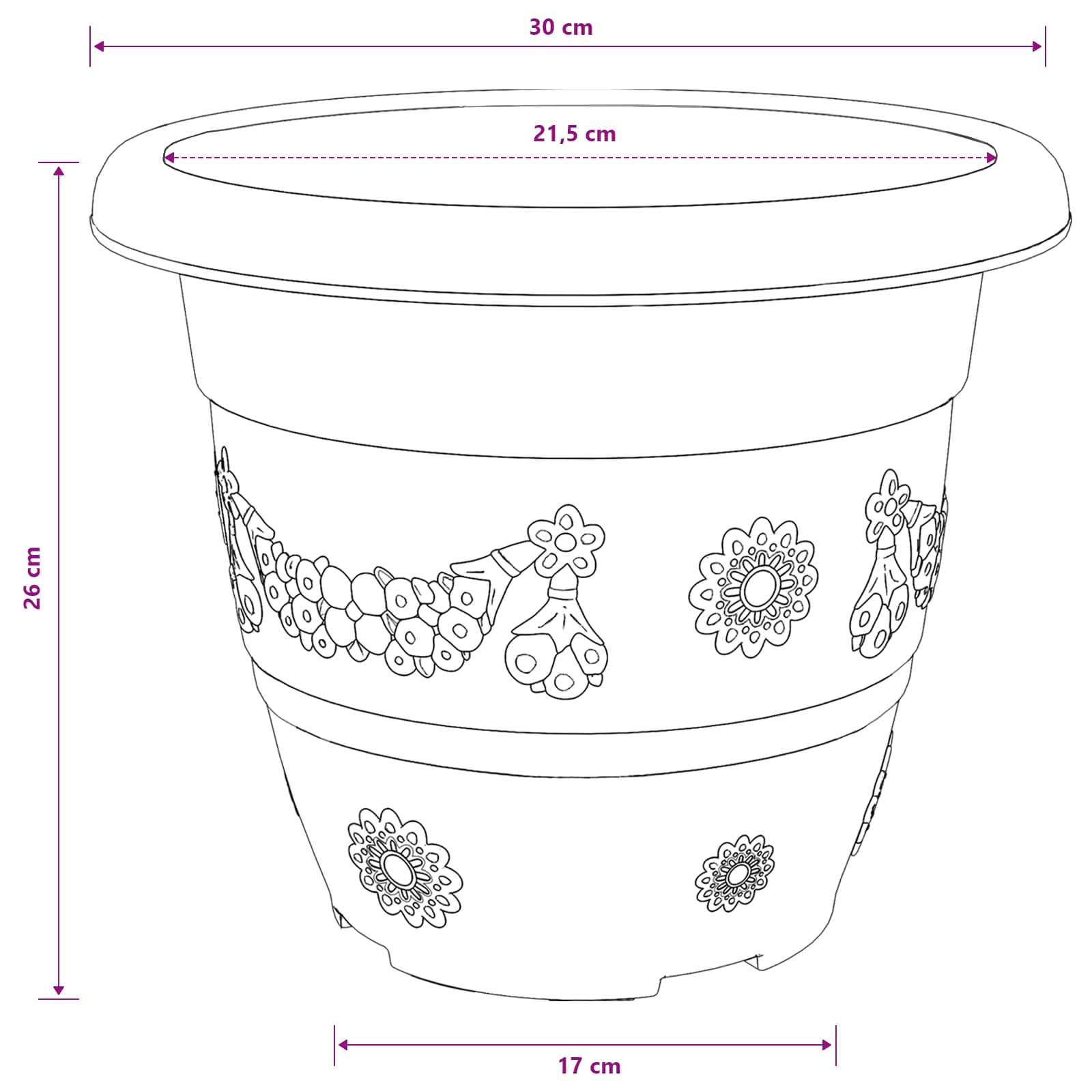 Augalų vazonai 24 vnt. Juoda Ø 30 x 25 cm Plastmasė Augalų vazonai 24 vnt. Juoda Ø 30 x 25 cm Plastmasė