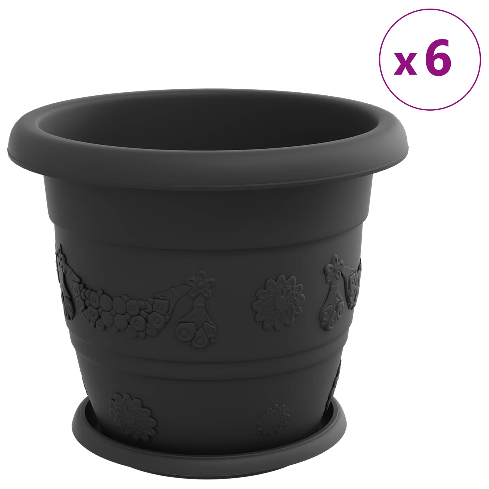 Augalų vazonai 24 vnt. Juoda Ø 30 x 25 cm Plastmasė Augalų vazonai 24 vnt. Juoda Ø 30 x 25 cm Plastmasė - Image 5