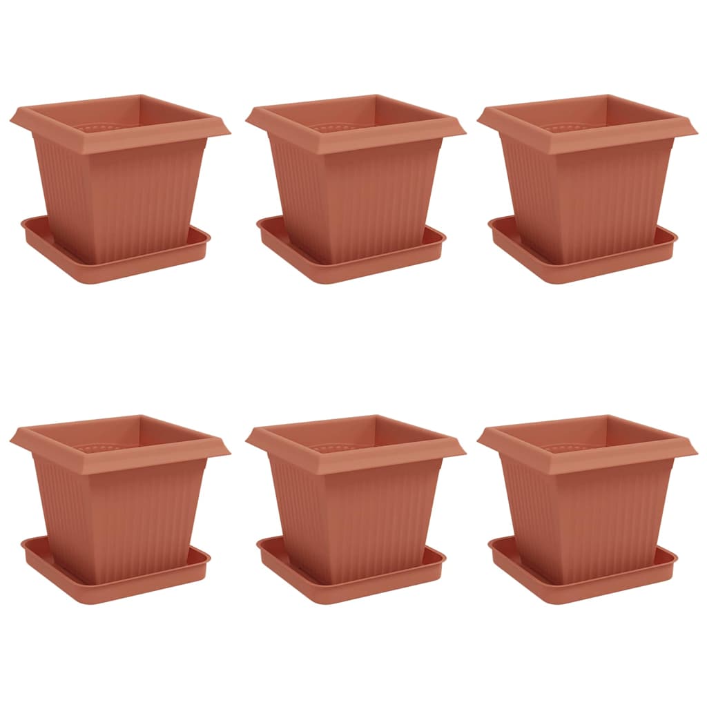 Augalų vazonai 6 vnt. Raudona plyta Plastmasė Augalų vazonai 6 vnt. Raudona plyta Plastmasė - Image 3