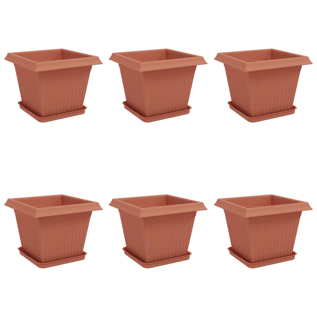 Augalų vazonai 6 vnt. Raudona plyta Plastmasė Augalų vazonai 6 vnt. Raudona plyta Plastmasė - Image 3