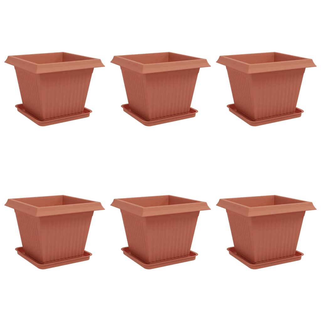 Augalų vazonai 6 vnt. Raudona plyta Plastmasė Augalų vazonai 6 vnt. Raudona plyta Plastmasė - Image 3