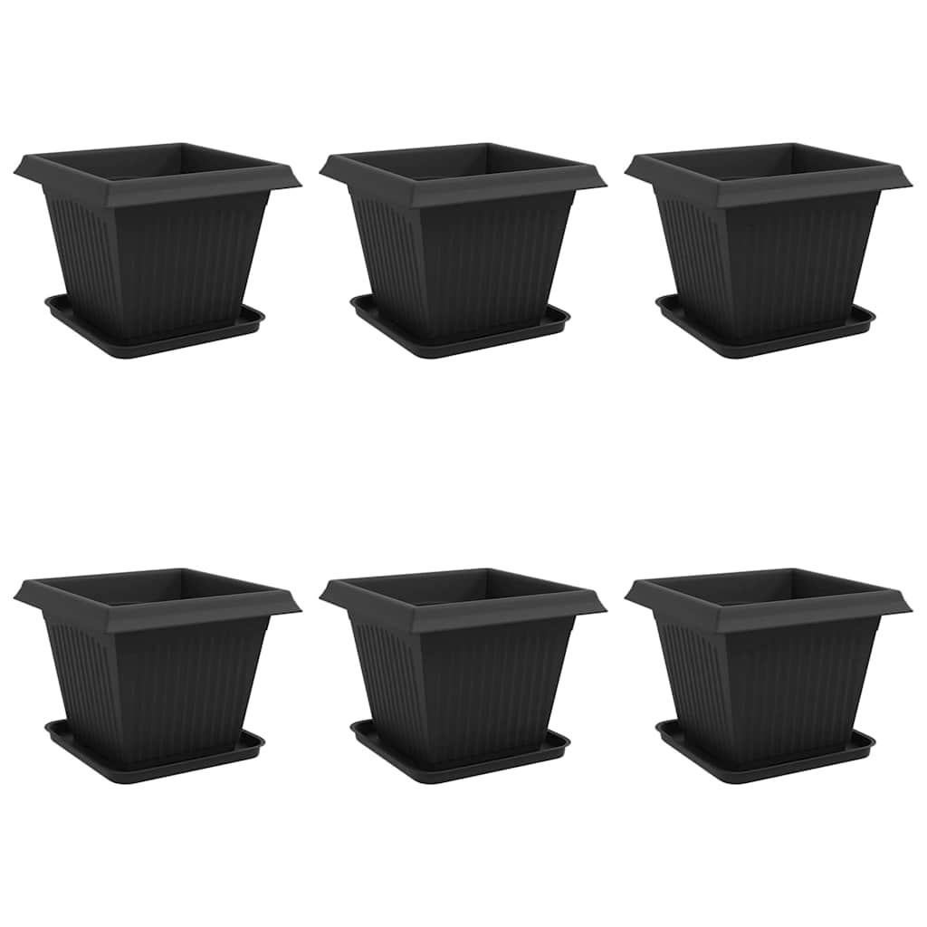 Augalų vazonai 6 vnt. Juoda Plastmasė Augalų vazonai 6 vnt. Juoda Plastmasė - Image 3