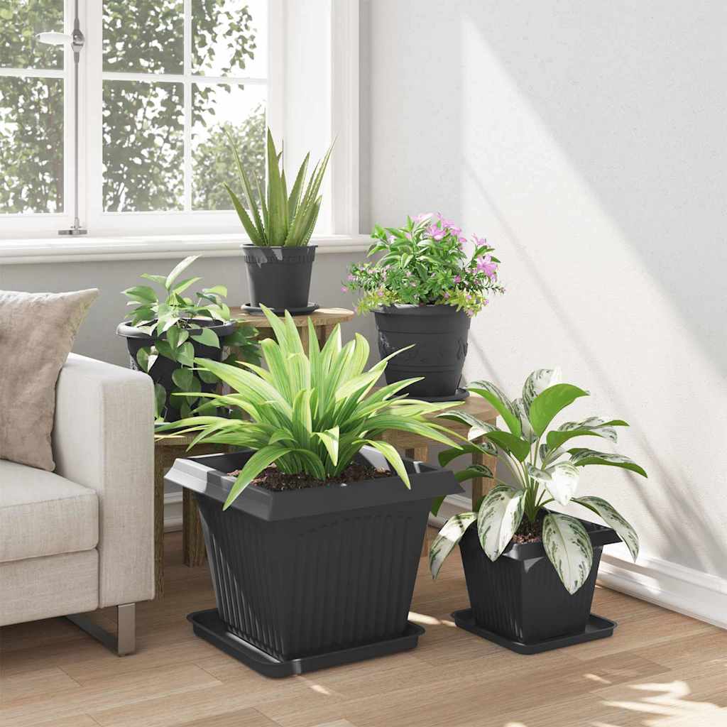 Augalų vazonai 6 vnt. Juoda Plastmasė Augalų vazonai 6 vnt. Juoda Plastmasė - Image 5