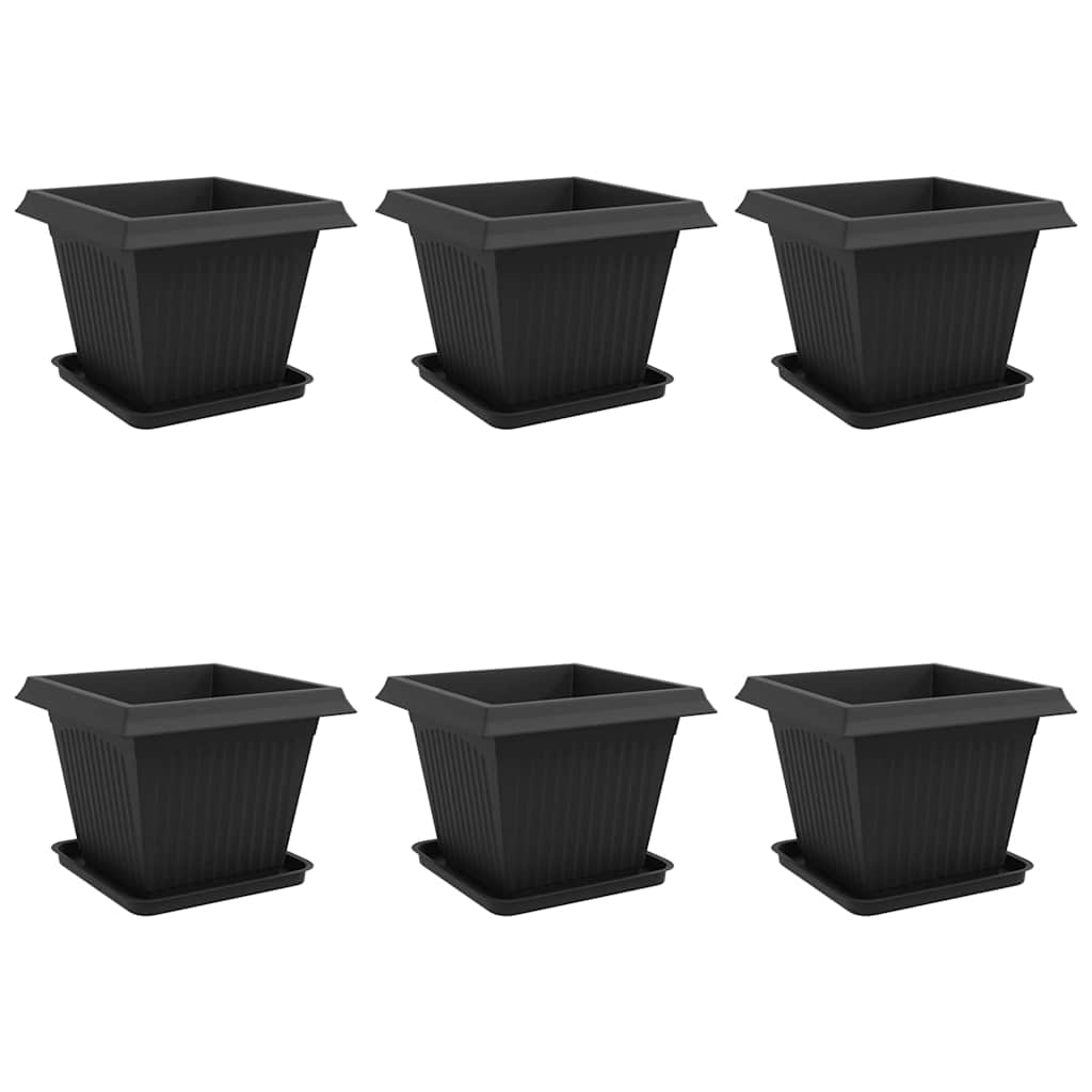 Augalų vazonai 6 vnt. Juoda Plastmasė Augalų vazonai 6 vnt. Juoda Plastmasė - Image 3
