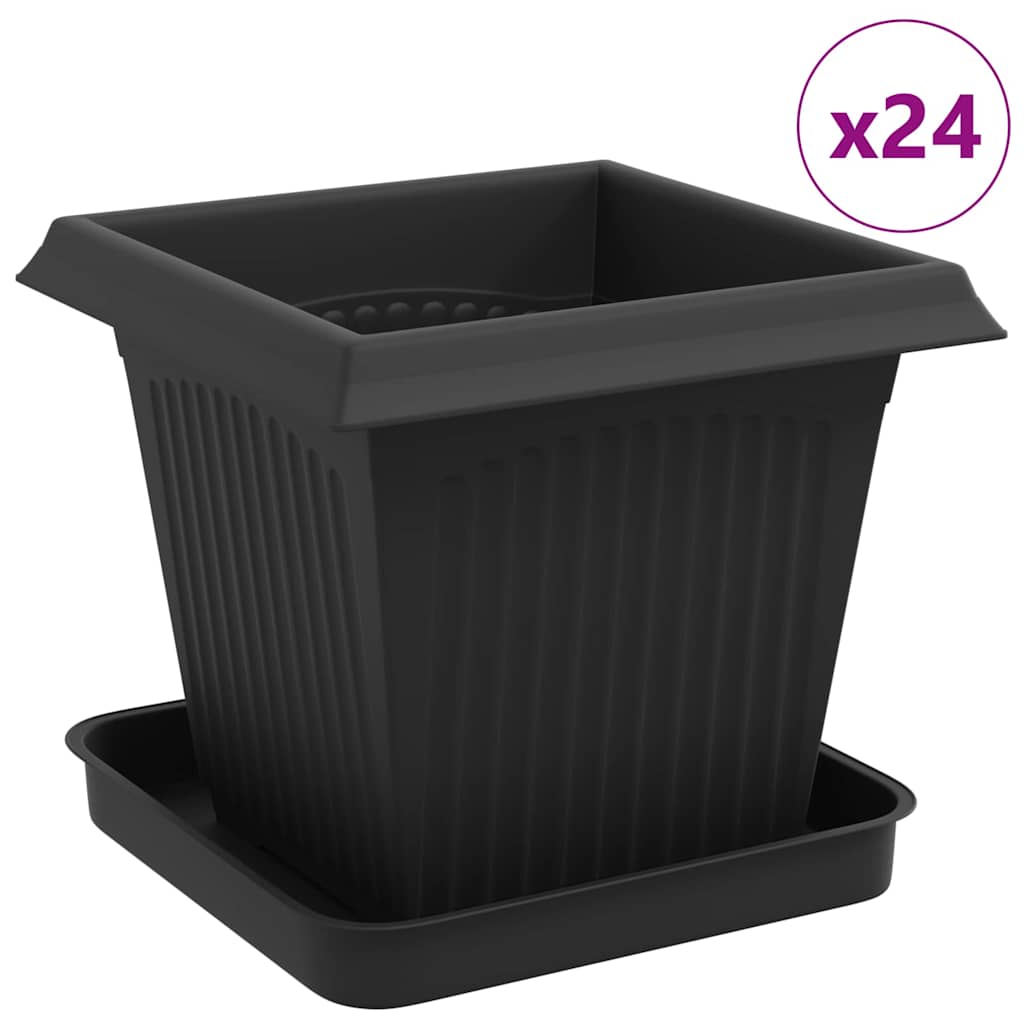 Augalų vazonai 24 vnt. Juoda Plastmasė Augalų vazonai 24 vnt. Juoda Plastmasė - Image 3