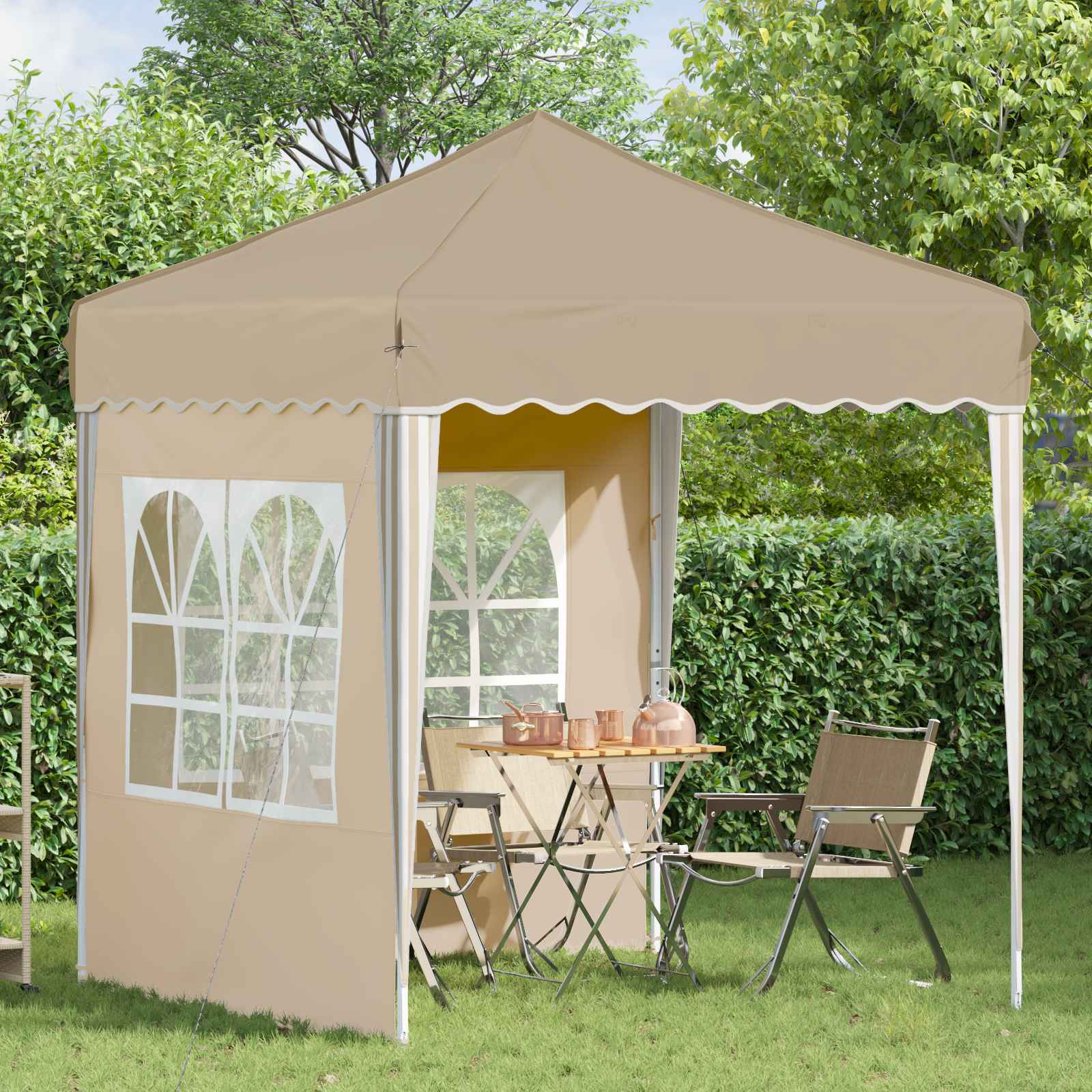 Pop-up šventinis palapinė 195 x 195 x 245 cm Kreminė Pop-up šventinis palapinė 195 x 195 x 245 cm Kreminė - Image 4
