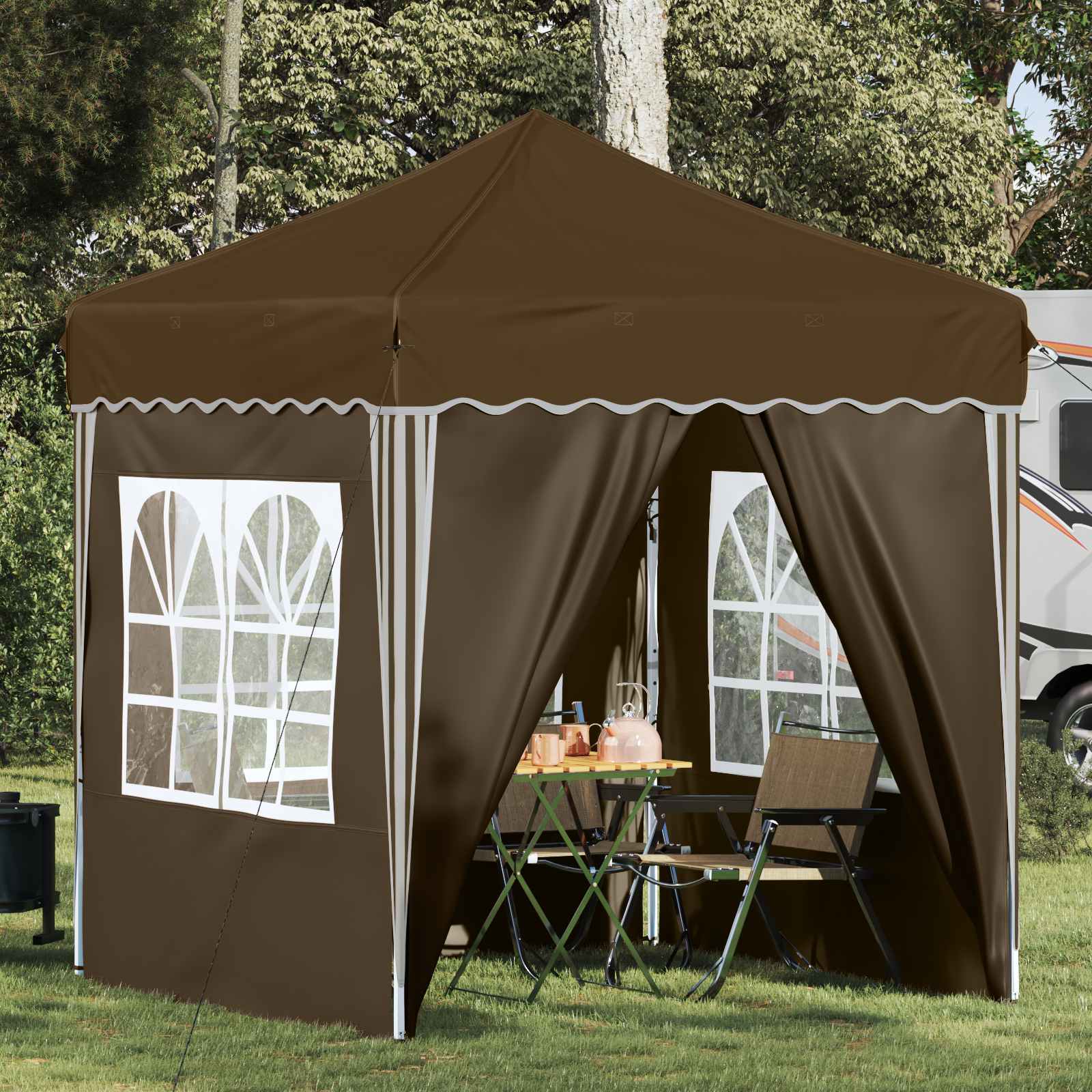 Pop-up šventinis palapinė 195 x 195 x 245 cm Taupe Pop-up šventinis palapinė 195 x 195 x 245 cm Taupe - Image 2