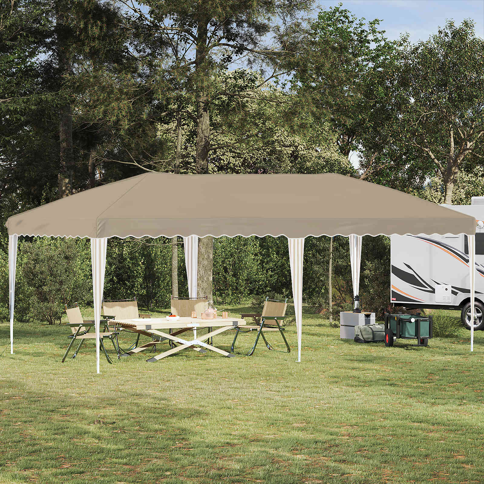 Pop-up šventinis palapinė 575 x 290 x 245 cm Kreminė Pop-up šventinis palapinė 575 x 290 x 245 cm Kreminė - Image 2