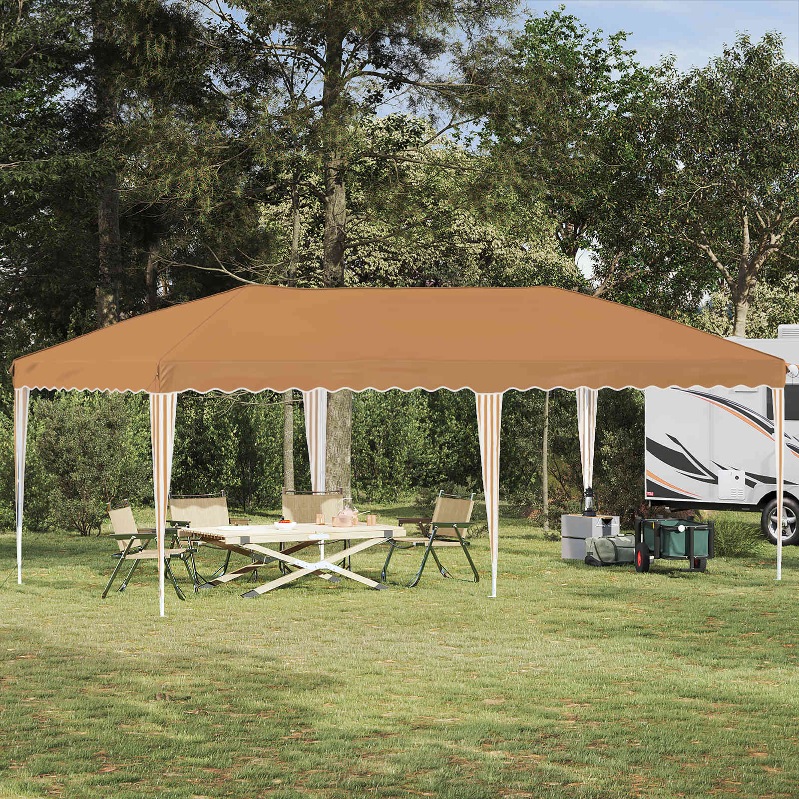 Pop-up šventinis palapinė 575 x 290 x 245 cm Smėlio Pop-up šventinis palapinė 575 x 290 x 245 cm Smėlio - Image 2