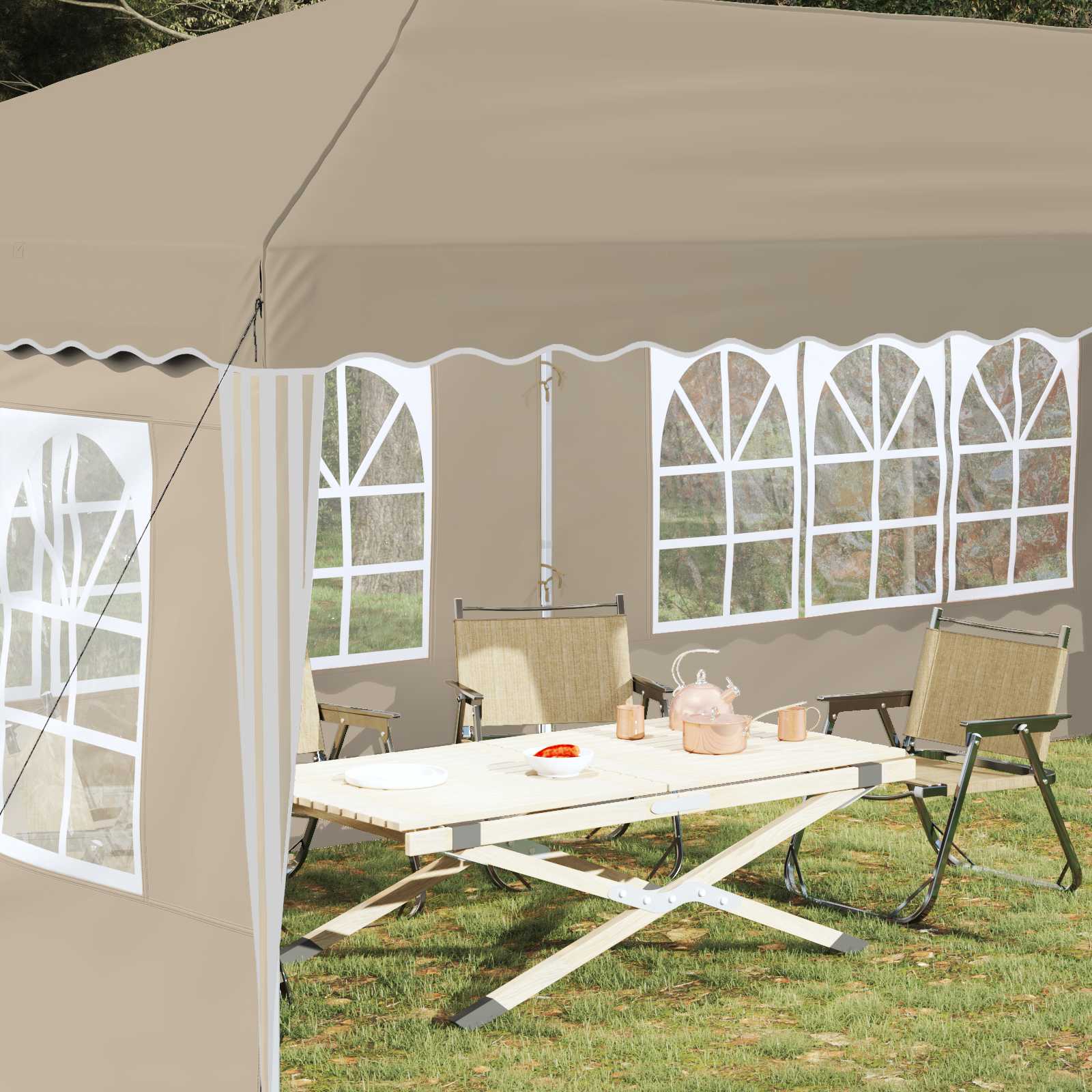 Pop-up šventinis palapinė 575 x 289 x 245 cm Kreminė Pop-up šventinis palapinė 575 x 289 x 245 cm Kreminė - Image 4