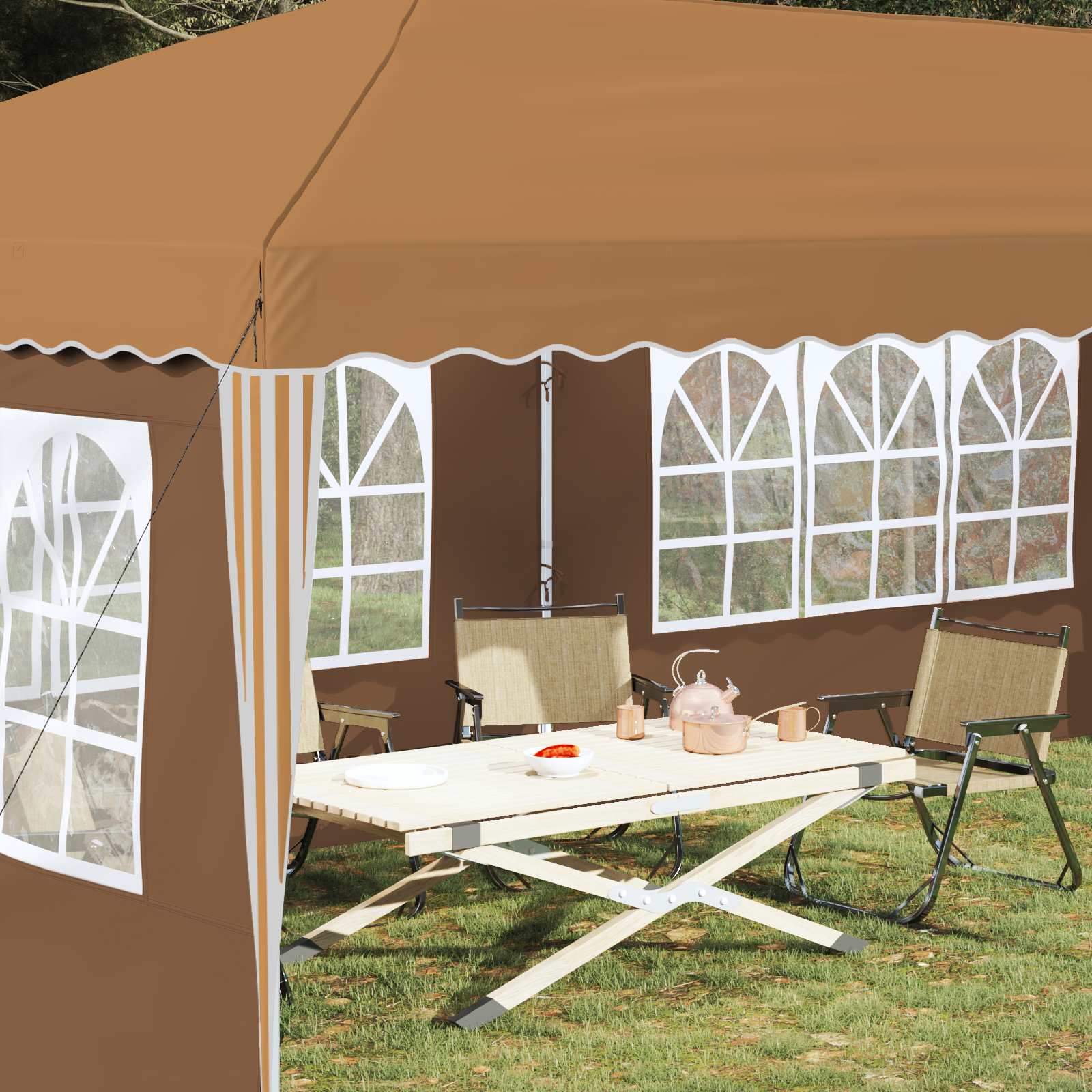 Pop-up šventinis palapinė 575 x 289 x 245 cm Smėlio Pop-up šventinis palapinė 575 x 289 x 245 cm Smėlio - Image 4