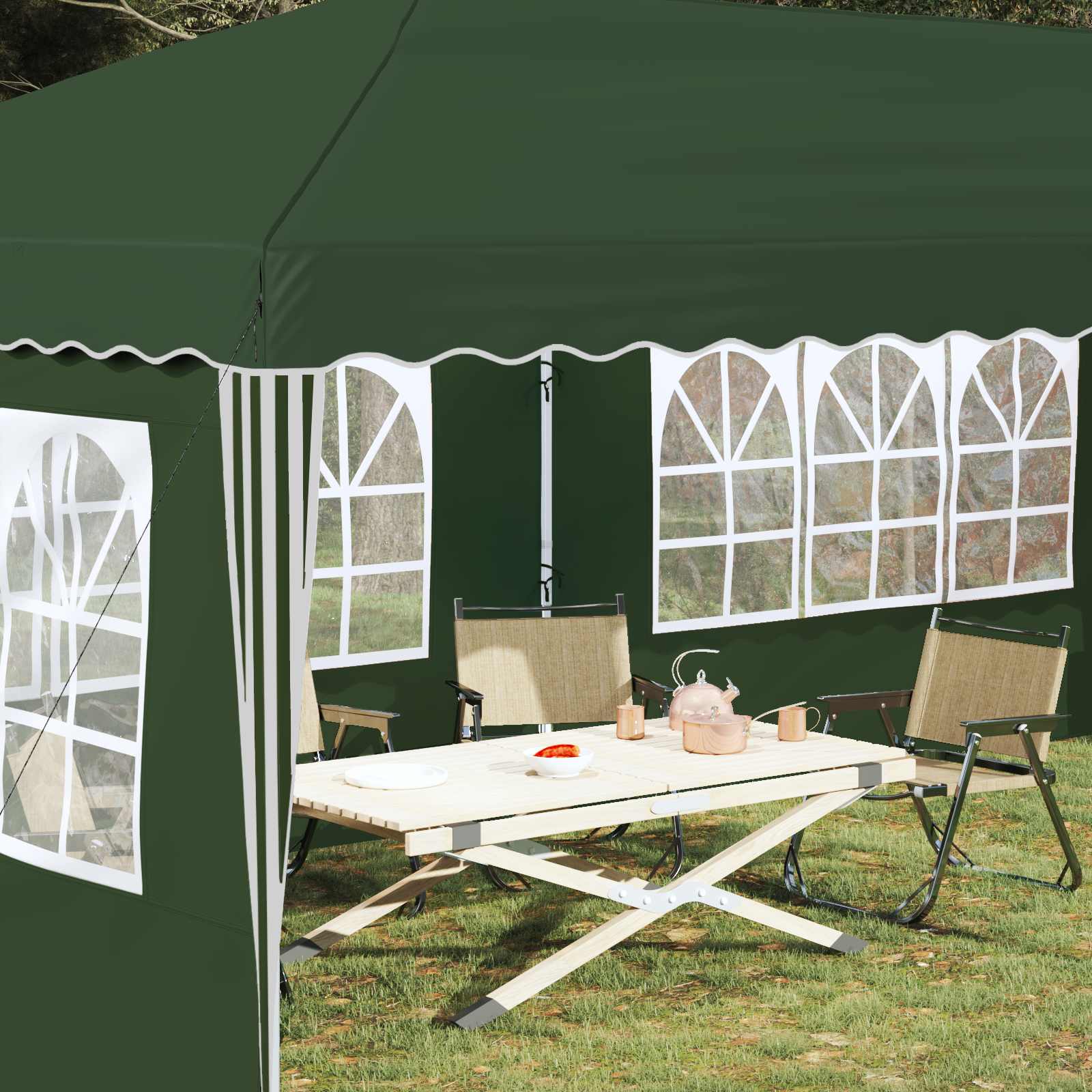 Pop-up šventinis palapinė 575 x 289 x 245 cm Žalia Pop-up šventinis palapinė 575 x 289 x 245 cm Žalia - Image 4