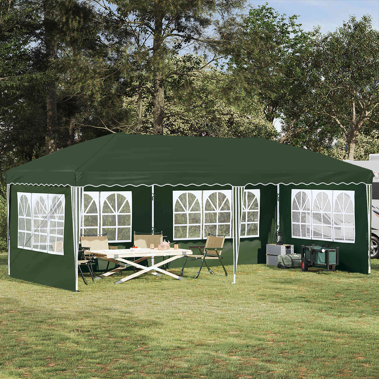 Pop-up šventinis palapinė 575 x 289 x 245 cm Žalia Pop-up šventinis palapinė 575 x 289 x 245 cm Žalia - Image 2
