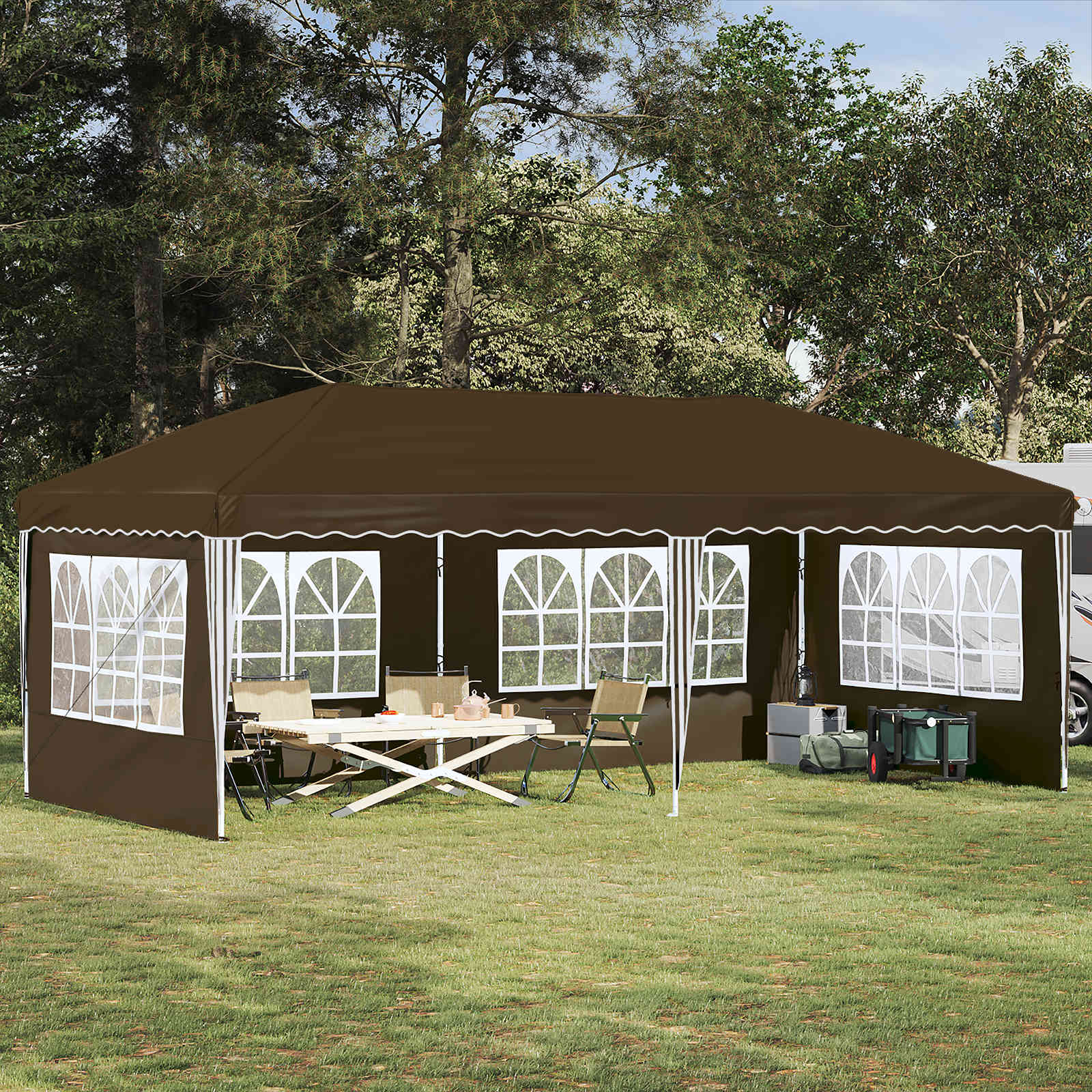 Pop-up šventinis palapinė 575 x 289 x 245 cm Taupe Pop-up šventinis palapinė 575 x 289 x 245 cm Taupe - Image 2