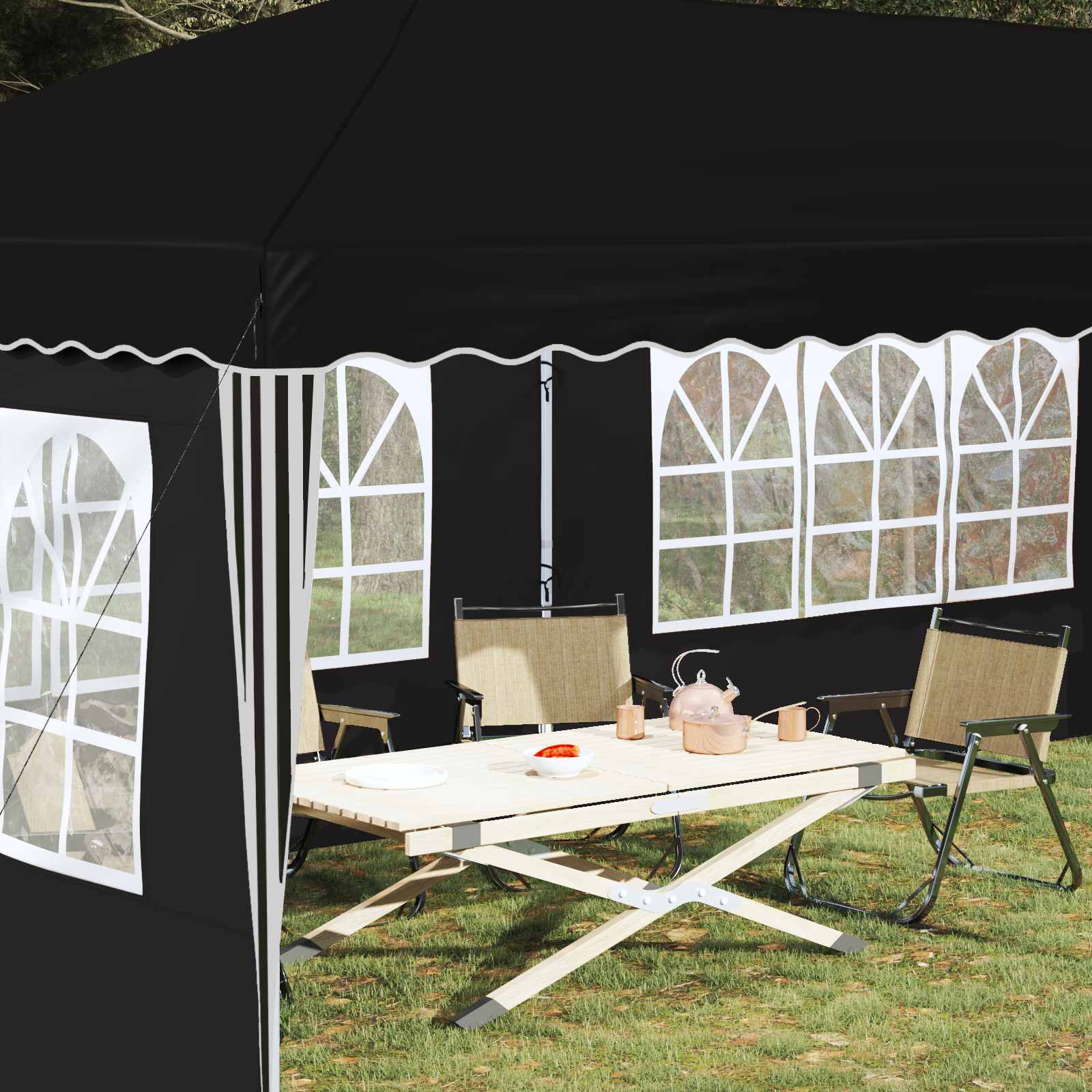 Pop-up šventinis palapinė 575 x 289 x 245 cm Juoda Pop-up šventinis palapinė 575 x 289 x 245 cm Juoda - Image 4