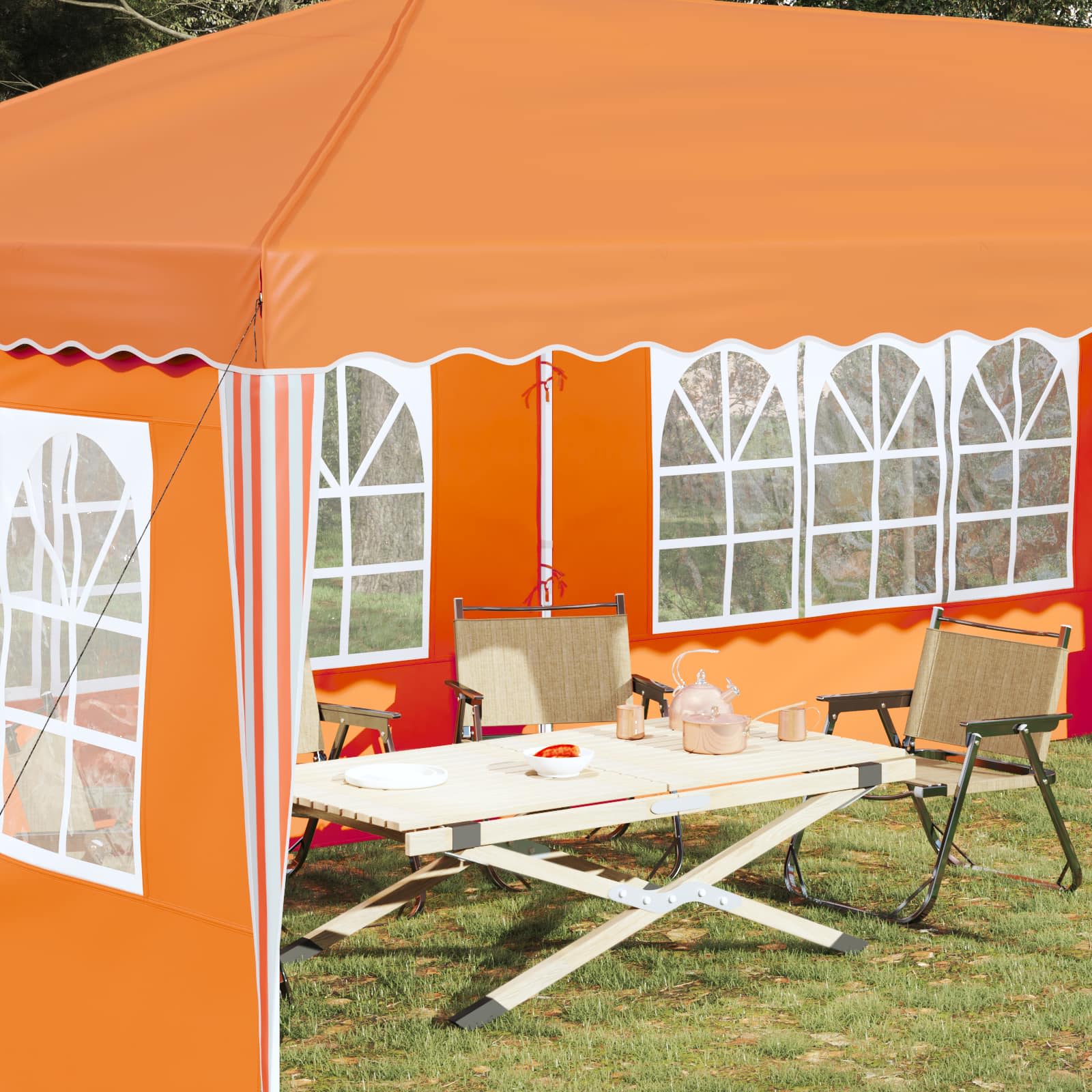 Pop-up šventinis palapinė 575 x 289 x 245 cm Oranžinė Pop-up šventinis palapinė 575 x 289 x 245 cm Oranžinė - Image 4