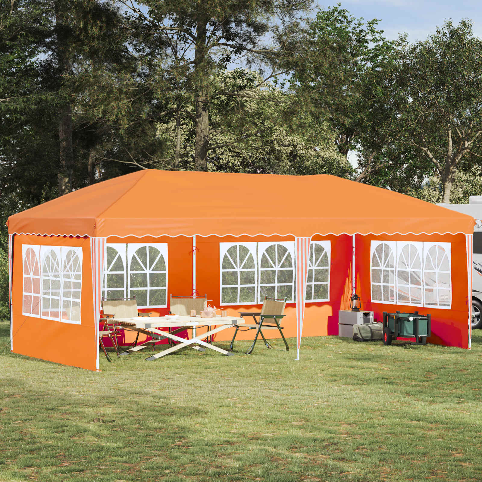 Pop-up šventinis palapinė 575 x 289 x 245 cm Oranžinė Pop-up šventinis palapinė 575 x 289 x 245 cm Oranžinė - Image 2