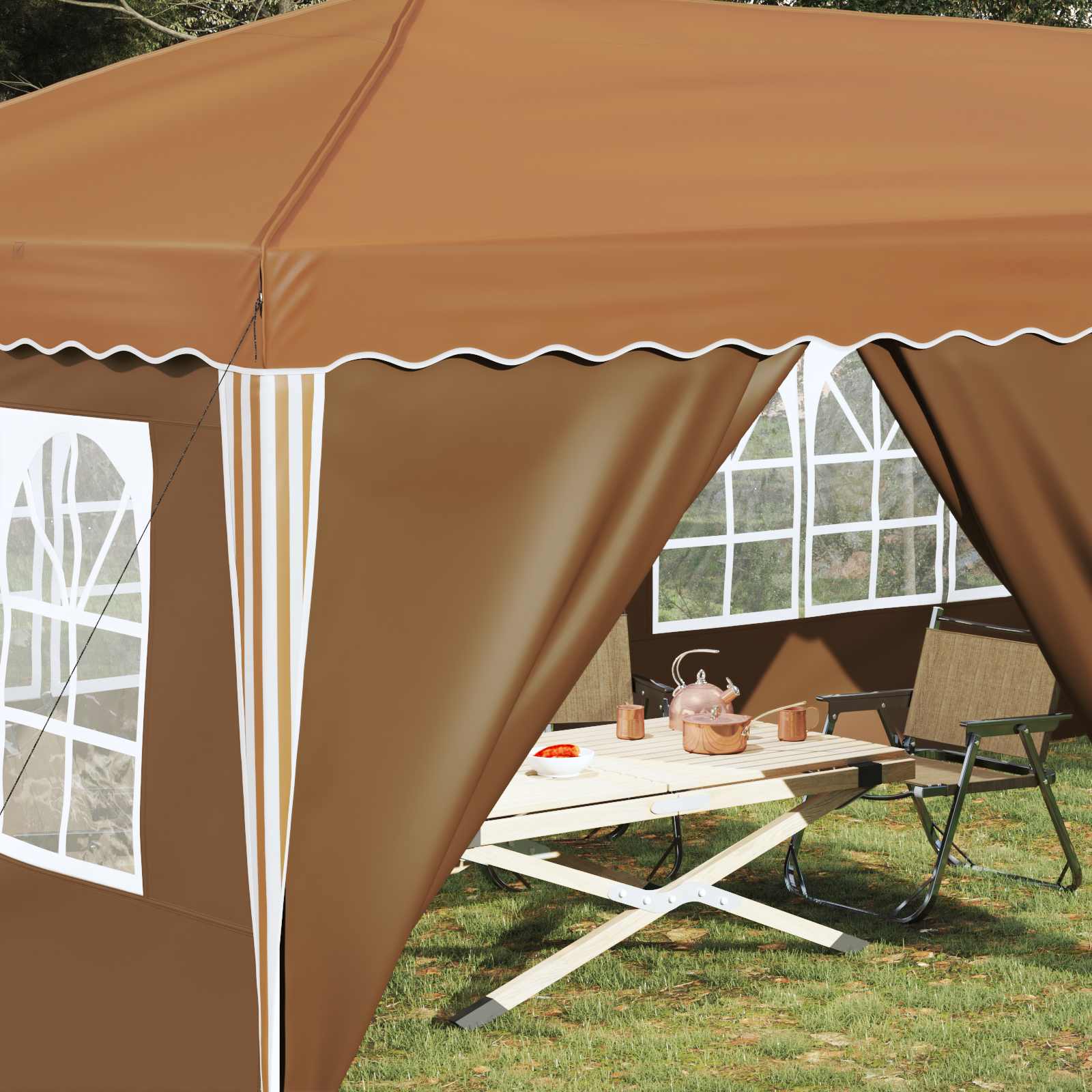 Pop-up šventinis palapinė 575 x 288 x 245 cm Smėlio Pop-up šventinis palapinė 575 x 288 x 245 cm Smėlio - Image 4