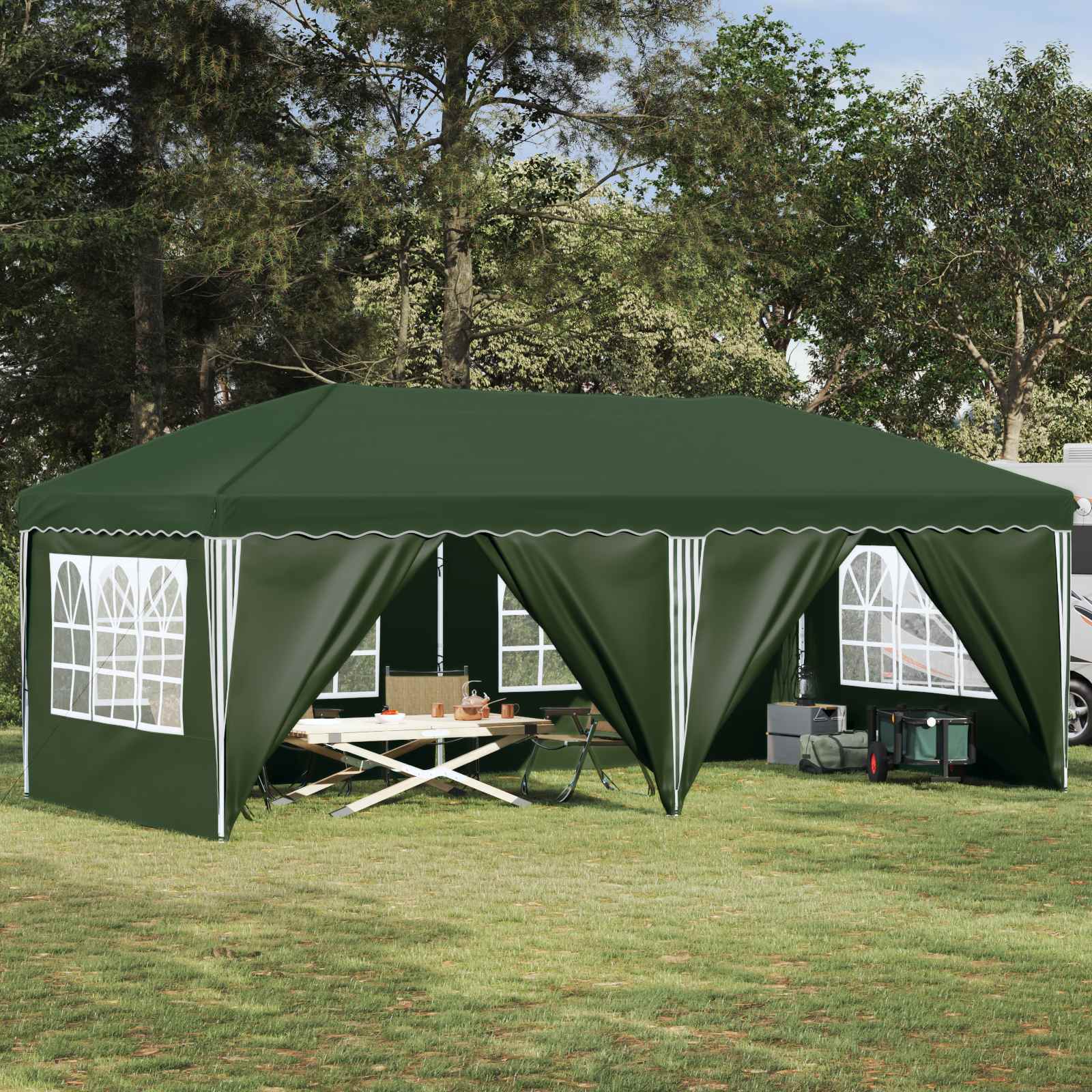 Pop-up šventinis palapinė 575 x 288 x 245 cm Žalia Pop-up šventinis palapinė 575 x 288 x 245 cm Žalia - Image 2